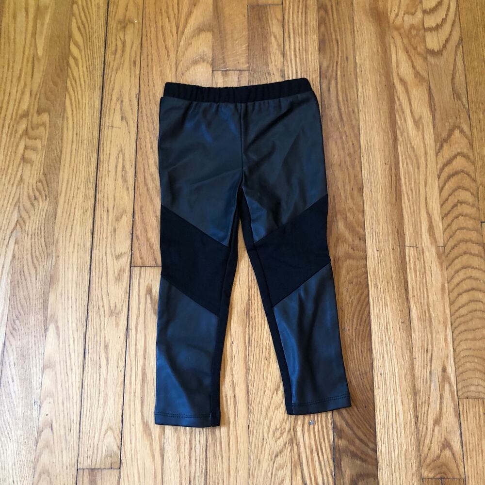 Kinderkind NWOT Toddler Black Faux Leather Accent Pants - Size 3T